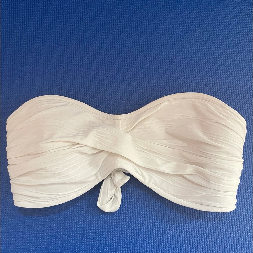 White Bathing Suit Ruched Bandeau Top